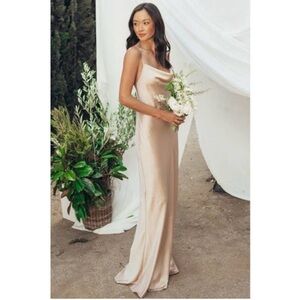 Show Me Your Mumu Tuscany Maxi Slip Dress Champagne Medium